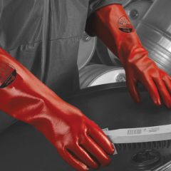 Polychem Heavyweight Red PVC Chemical Resistant Gauntlet