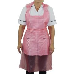 Premium Polythene Aprons on a Roll ‑ Red