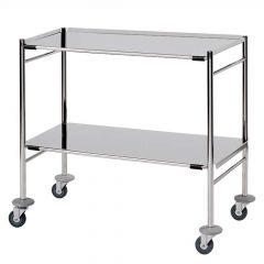Surgical Trolley 2 Removable Reversible Folded Stainless Steel Shelves