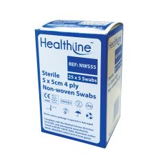 Healthline Sterile Non Woven Swabs ‑ 5cm x 5cm
