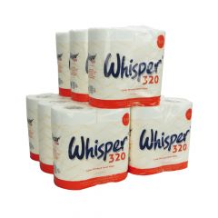 Whisper 320 2ply Toilet Rolls ‑ Case of 36
