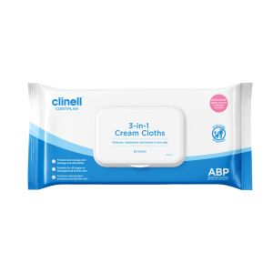Clinell Contiplan 3‑in‑1 Cream Cloths ‑ 25 Wipes