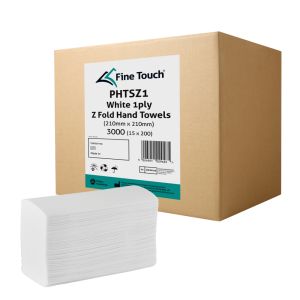Fine Touch White 1ply Z Fold Hand Towels