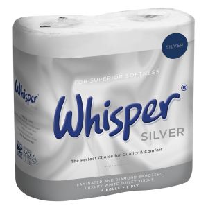 Whisper Silver Luxury 2ply Toilet Rolls ‑ Case of 40