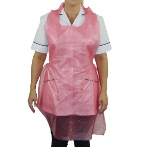 Premium Polythene Aprons in a Dispenser Pack ‑ Red