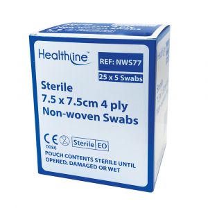 Healthline Sterile Non Woven Swabs ‑ 7.5cm x 7.5cm